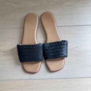Madewell The Lianne Slide in Woven Leather